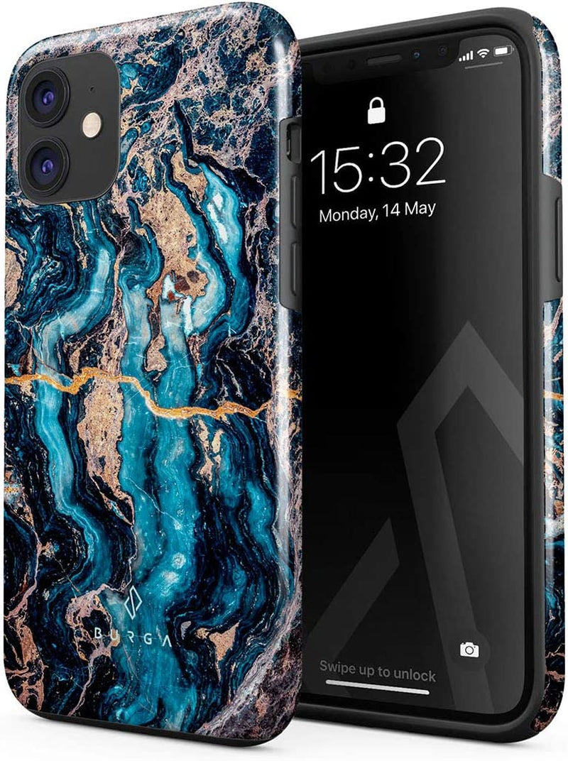 BURGA Phone Case Compatible with Iphone 14 PRO - Wireless Charging Compatible, Hybrid 2-Layer Hard Shell + Silicone Protective Case, Heavy Duty Protection, Slim Fit, Shock  BURGA Mystic River Iphone 12 