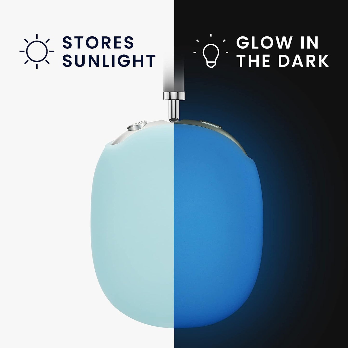 Kwmobile Glow in the Dark Covers Compatible with Apple Airpods Max (Set of 2) - Ear Cup Cover - Light Blue  KW-Commerce   