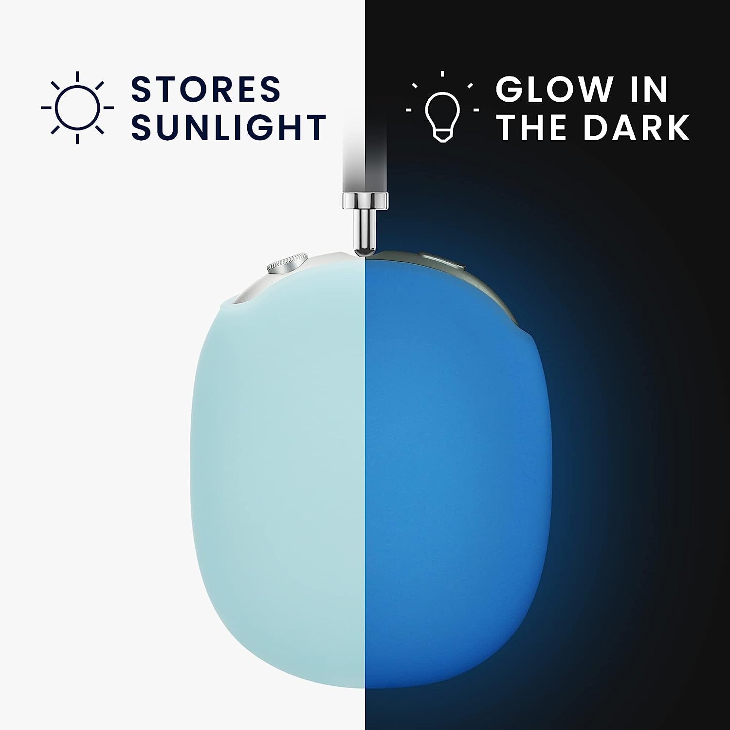 Kwmobile Glow in the Dark Covers Compatible with Apple Airpods Max (Set of 2) - Ear Cup Cover - Light Blue  KW-Commerce   