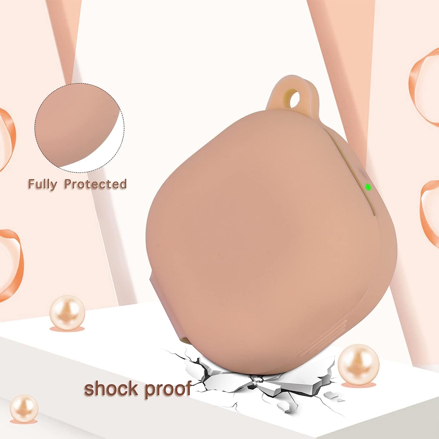 OLEBAND Galaxy Buds 2 Pro 2022/Galaxy Buds 2/Pro Case 2021/Galaxy Buds Live 2020 Case Cover,Soft Silicone Protective Cover with Cute Keychain Accesories,For Women and Girls,Milk Tea  OLEB   