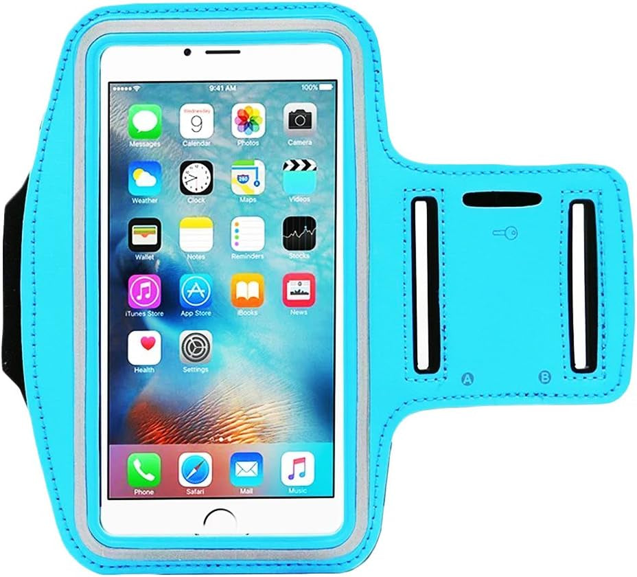 [1 Pack]Water Resistant Sports Armband Casehq for Iphone 7/7 Plus, 6/6S plus (5.5-Inch), Galaxy S6/S7 Edge, Y Note 5, with Key Holder/ Flap High Visibility Night Reflective Running Exercise Armband  CaseHQ blue  