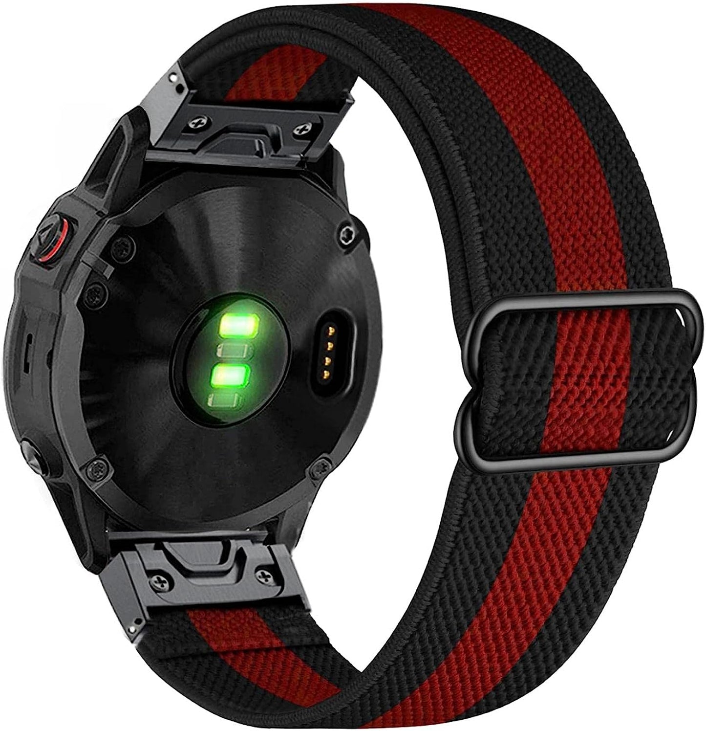 Abanen Elastic Watch Bands for Fenix 7 / Fenix 6 / Fenix 5 / Epix 2, 22Mm Quick Easy Fit Soft Stretchy Nylon Wristband Strap for Garmin Instinct,Fenix 6 Pro/Sapphire, Fenix 5 Plus, Quatix 6/5  Abanen Black-Red  