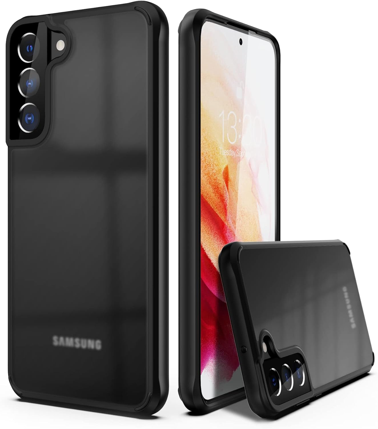 Caseborne Armadillotek S Compatible with Samsung Galaxy S22+Plus 5G Case, [Military Grade Drop Tested] Translucent Matte Hard Back with Soft Edge- Matte Black  CaseBorne   
