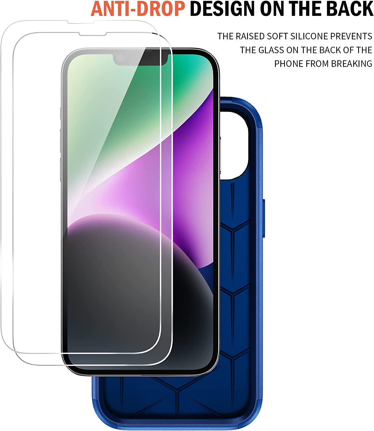 Ezanmull for Iphone 14 Case, [Shockproof] [Dropproof] [Full-Body] [2+Tempered Glass Screen Protector + 2+Tempered Camera Lens Protector] Heavy Duty Protection Phone Case for Apple Iphone 14 (Blue)  Ezanmull   