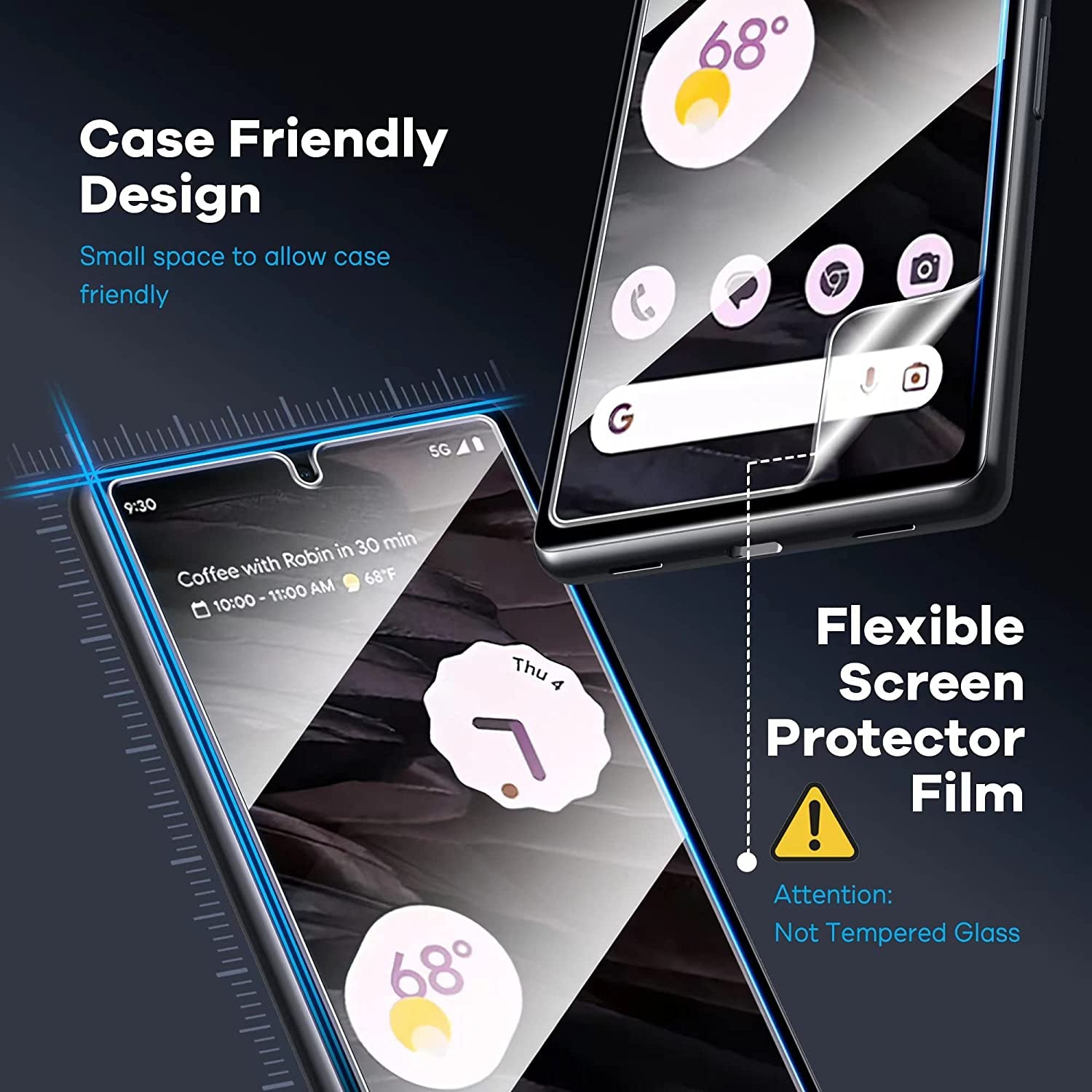 [4-Pack] FANGTIAN for Google Pixel 7A Screen Protector [Not Glass] - Film for Pixel 7A Screen Protector [Fingerprint Compatible][Alignment Tool][6.1Inch][7H Hybrid]  FANGTIAN GUARD   