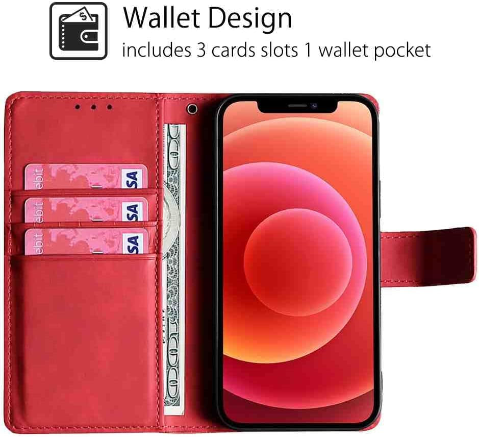 Mojiery Phone Cover Wallet Folio Case for LG V30, Premium PU Leather Slim Fit Cover for LG V30, 3 Card Slots, Good Design, Red  MojieRy   