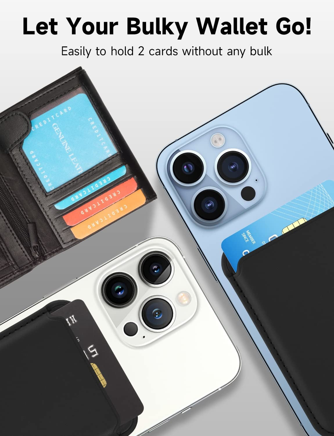 Magnetic Card Wallet Holder with Magsafe for Iphone 14 Pro Max/14 Plus/14 Pro/14, for Iphone 13 Pro Max/13 Pro/13/13 Mini, for Iphone 12/12 Pro/12 Max/12 Mini,Midnight  TWZKG   