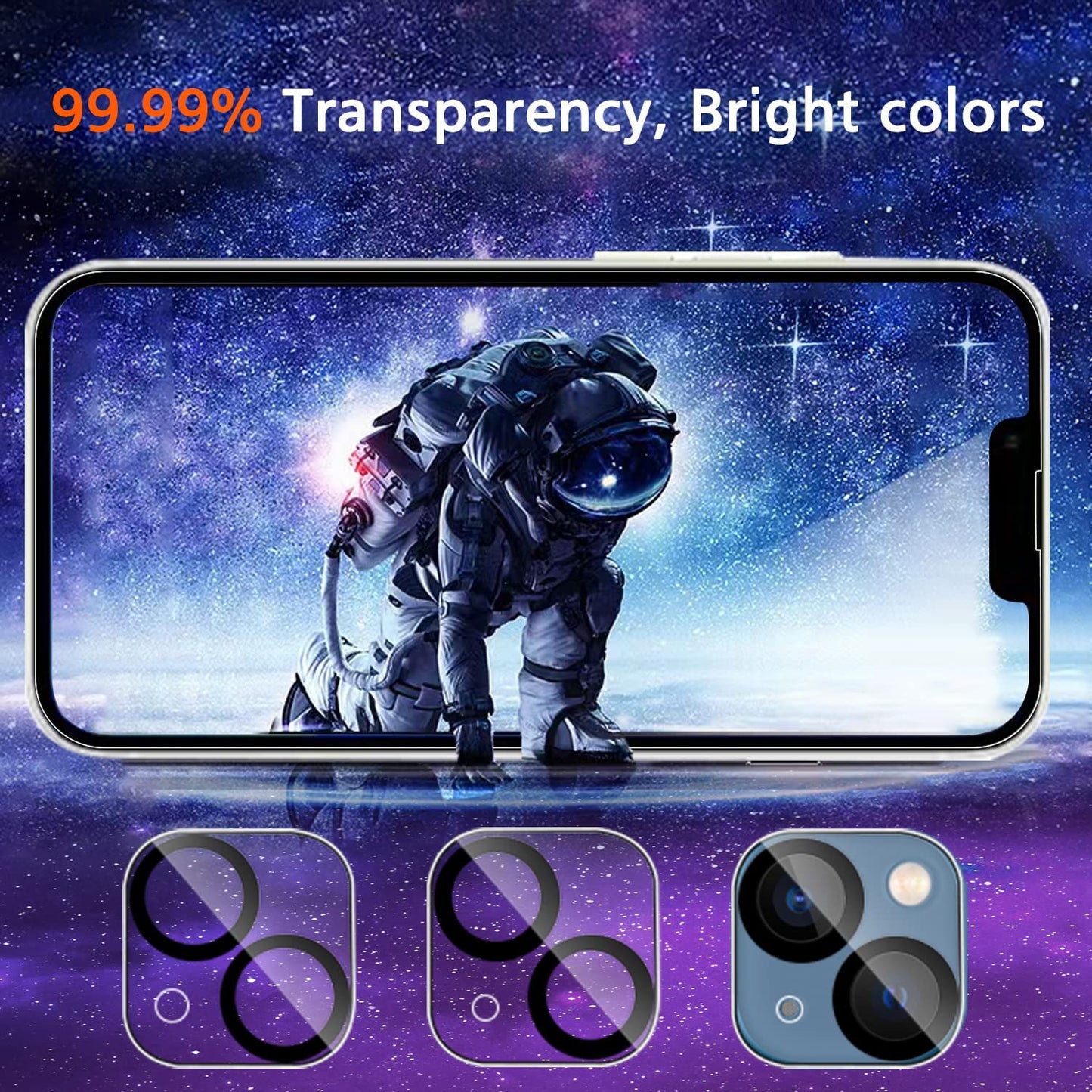 Ferilinso [6-In-1] for Apple Iphone 14 & 13 Screen Protector Accessories 3 Pack 9H Tempered Glass 2 Pack HD Camera Lens Protector Cover Protection Case Friendly Mounting Frame Protector De Pantalla  Ferilinso   