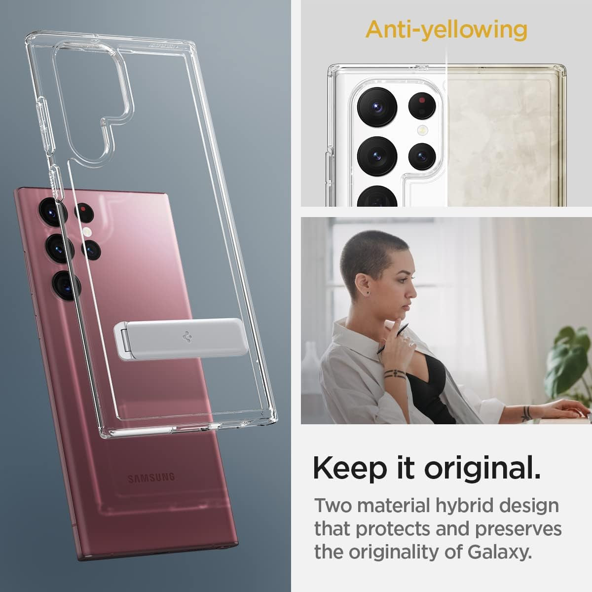 Spigen Ultra Hybrid S Designed for Galaxy S22 Ultra Case (2022) - Crystal Clear  Spigen   