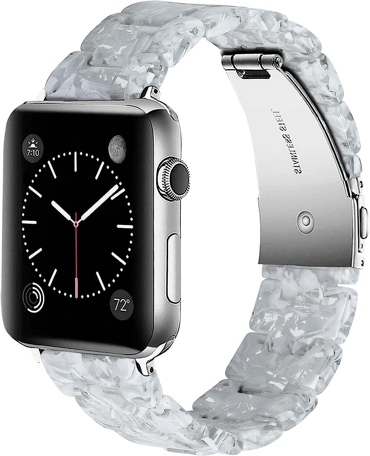 NYENEIL Compatible with Apple Watch Band 38Mm 40Mm 41Mm 42Mm 44Mm 45Mm Ultra 49Mm for Iwatch SE Lightweight Resin Wristband Bracelet Strap Series 8 7 6 5 4 3 2 1 Mens Womens  NYENEIL White flowers 38MM/40MM/41MM 