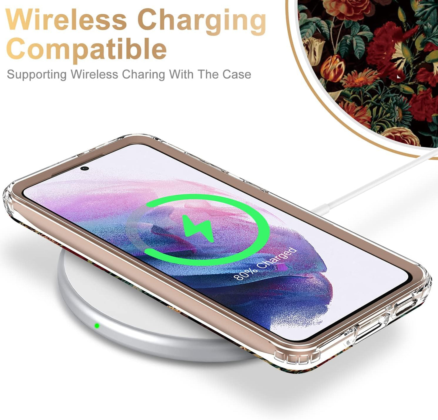 Esdot for Samsung Galaxy S21 Case,Military Grade Passing 21Ft Drop Test,Rugged Cover with Fashionable Designs for Women Girls,Shockproof Protective Phone Case for Galaxy S21 6.2" Flower Garden  Esdot   