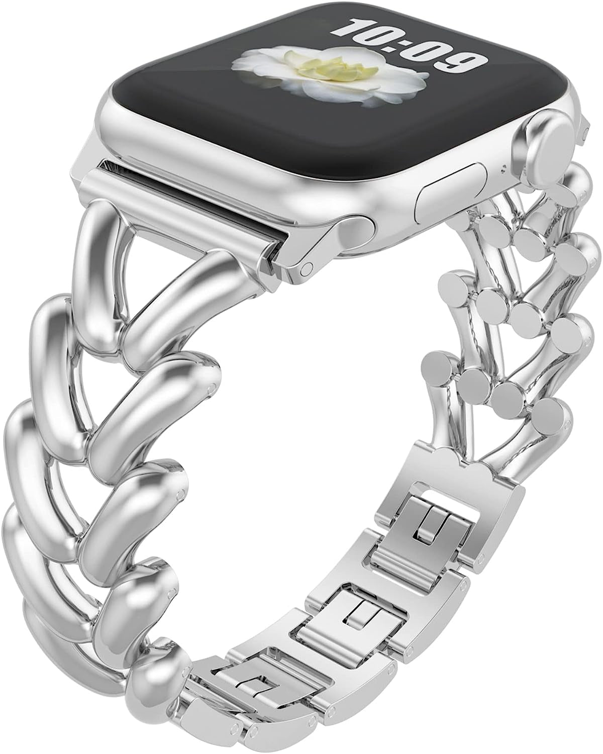 Yncamoo Slim Band Compatible with Apple Watch 38Mm 40Mm 41Mm 42Mm 44Mm 45Mm 49Mm SE Series 8 7 6 5 4 3 2 1, Women Adjustable Replacement Bracelet, Jewelry Metal Strap  Yncamoo A Silver 38/40/41mm 