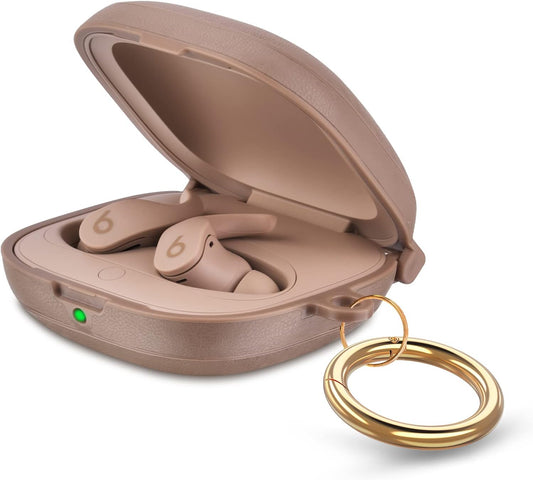 Leather Beat Fit Pro Case Cover,V-Moro Genuine Leather Skin Case Cover for Beats Fit Pro 2021 Earbuds Protective Cover with Keychain Accessories for Women Men(Dune)  V-MORO   