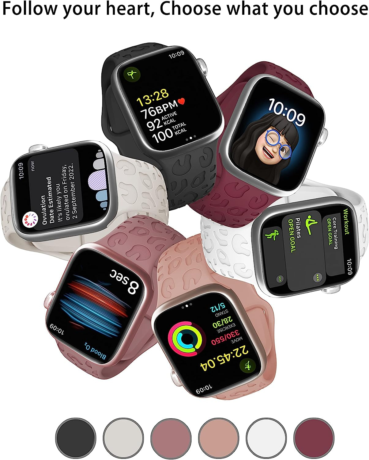 Kingofkings Leopard Engraved Band Compatible with Apple Watch Band 38Mm 41Mm 40Mm 44Mm 45Mm 49Mm 42Mm Women Men, Comfortable Cheetah Silicone Sport Bands for Iwatch Series 8 7 6 5 4 3 2 1 SE Ultra  KingofKings   