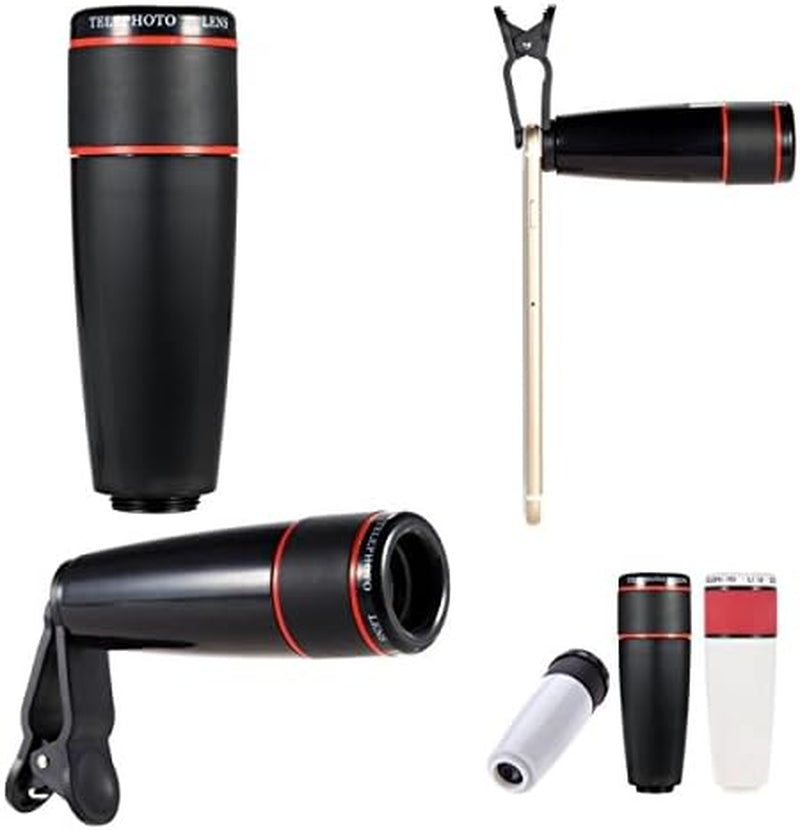 12X Zoom Phone Universal Telephoto Camera Lens with Clip Phone Lens Black  Esthetique   