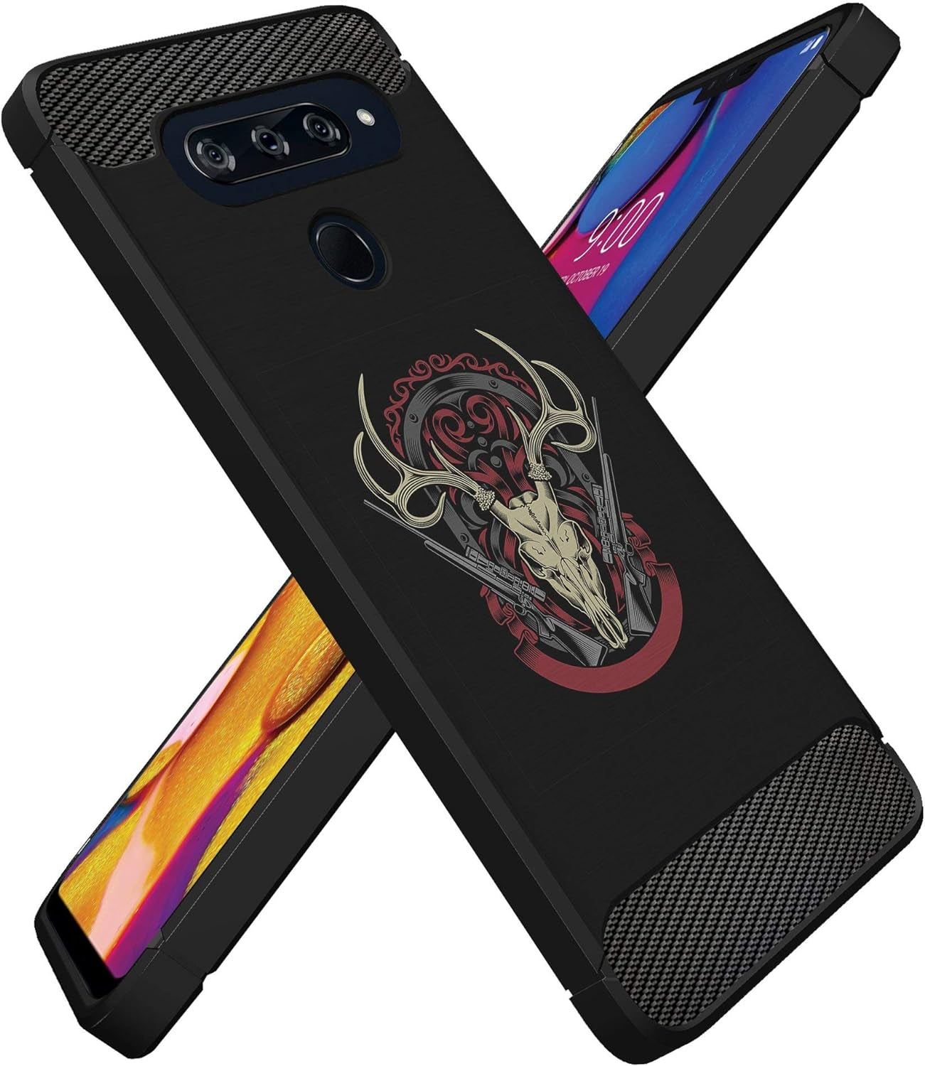 Casesondeck Case Compatible with LG G8 Thinq/Lg G8 -Flexible and Durable Shock Absorption with Carbon Fiber Accents and Designs (Deer Skull)  CasesonDeck   