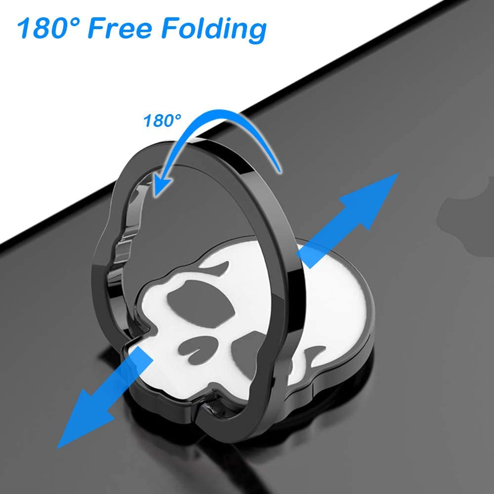 3 Packs Skull Shape Phone Ring Holder in 3 Colors, Dakuan 180° Adjustable Metal Stand Finger Grip Kickstand (Black, White, Red)  DaKuan   