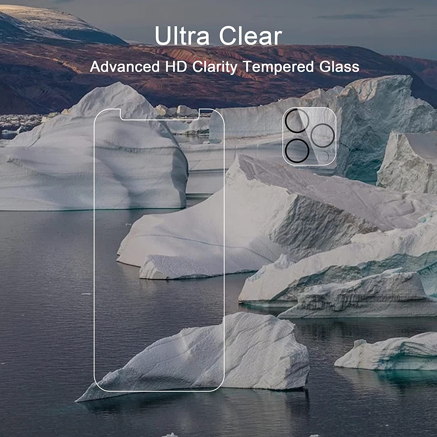 Ailun 2Pack Screen Protector Compatible for Iphone 12 Pro[6.1 Inch] + 2 Pack Camera Lens Protector,Tempered Glass Film,[9H Hardness] - HD  Ailun   