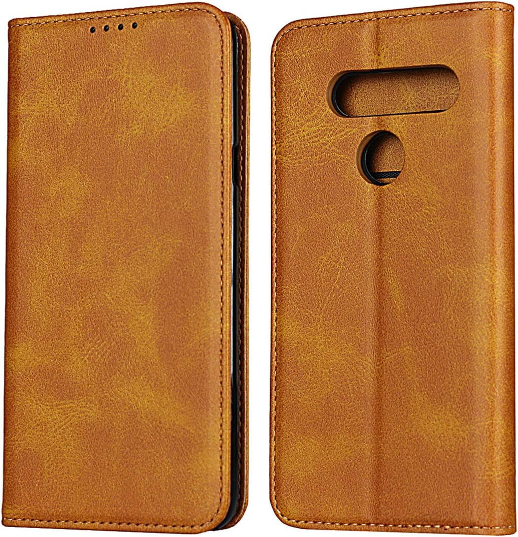 Icovercase for LG V40 Thinq Wallet Case, Premium PU Magnetic Leather Card Slots Holder Carry Kickstand Feature Flip Cover Case for LG V40 (Dark Brown)  iCoverCase Khaki  