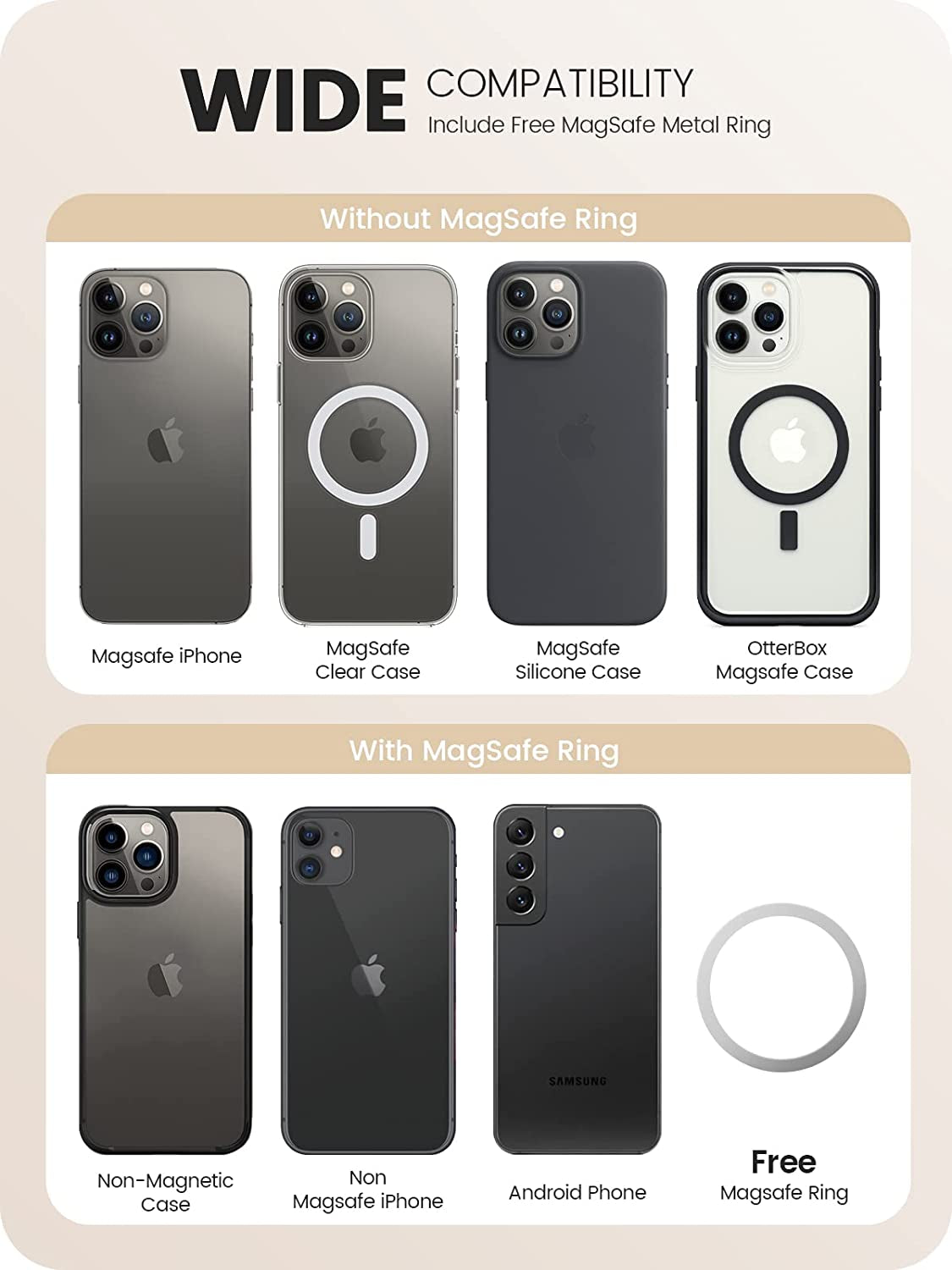 A-Lugei【Removable Wireless Charging】 Magsafe Ring, 【Foldable & Detachable】 Magnetic Cell Phone Ring Holder Finger Kickstand, 【14 Strong Magnets】 Phone Holder for Hand Mag Safe Iphone Ring Holder Grip  A-LuGei   