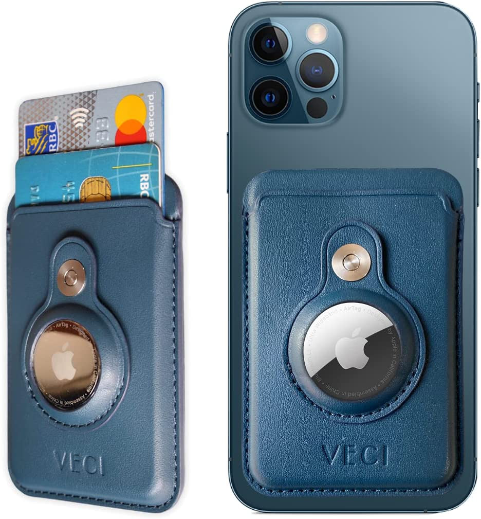 VECI Magsafe Compatible Wallet with Airtag Pocket - Wallet/Card Case Compatible with Magsafe Devices - Iphone 13 Pro Max/13 Pro/13/13 Mini, Iphone 12/12 Pro/12 Max/12 Mini (PU Leather, Blue)  VECI   