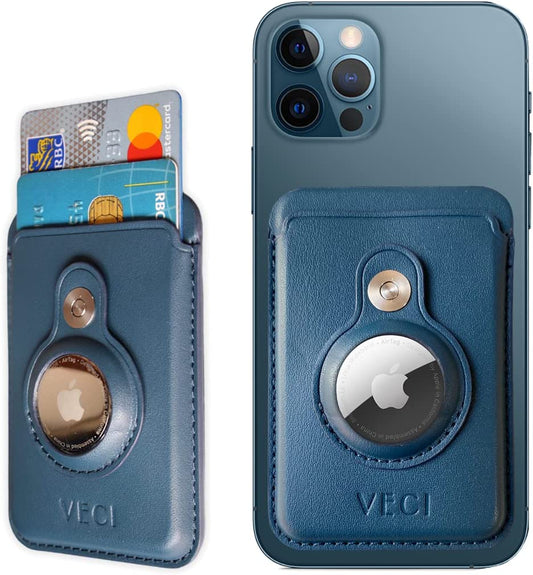 VECI Magsafe Compatible Wallet with Airtag Pocket - Wallet/Card Case Compatible with Magsafe Devices - Iphone 13 Pro Max/13 Pro/13/13 Mini, Iphone 12/12 Pro/12 Max/12 Mini (PU Leather, Blue)  VECI   