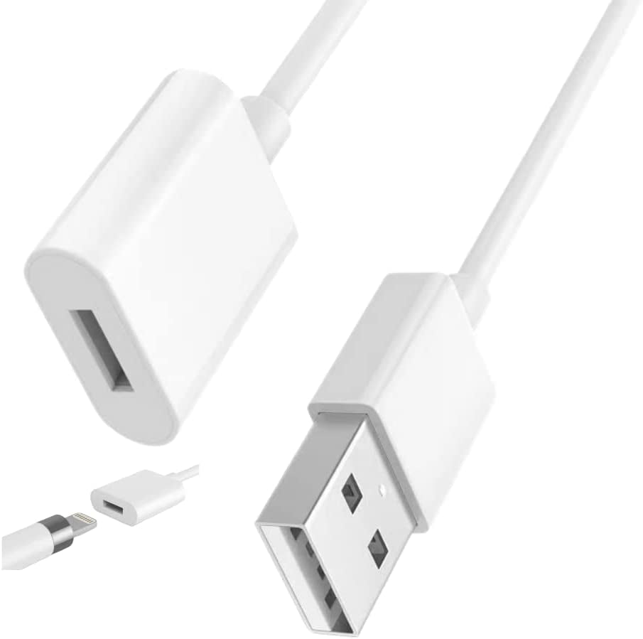 Compatible with Apple Pencil Charger,I Pencil Charging Adapter Compatible with Apple Pencil 1St Generation,1Ft Ipencil Accessories for Apple 1 Pen Gen USB a to Ligntning Female Connector (Apple White)  ONGAHON Off White  