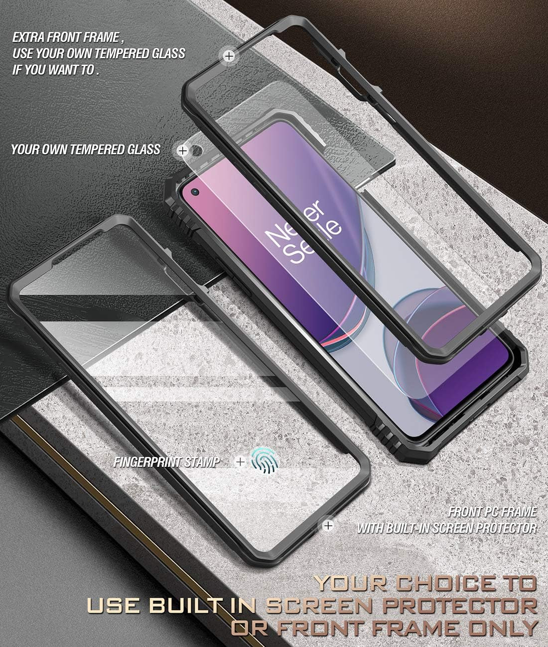 Poetic Revolution Series Designed for Oneplus 8T Case, Full-Body Rugged Dual-Layer Shockproof Protective Cover with Kickstand and Built-In-Screen Protector, Black  Poetic   