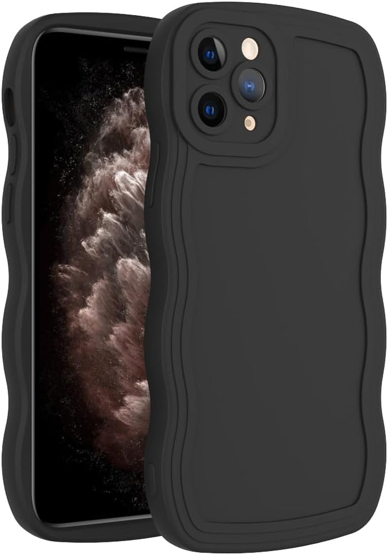 WOGROO Case for Iphone 11 Pro Case,Wave Curly Frame Design,Soft Flexible Tpu,Cute Wavy Solid Color Aesthetic Flashion Phone Case Shockproof Protective Case Cover 5.8" - Dark Purple  WOGROO Black Iphone 11 Pro 