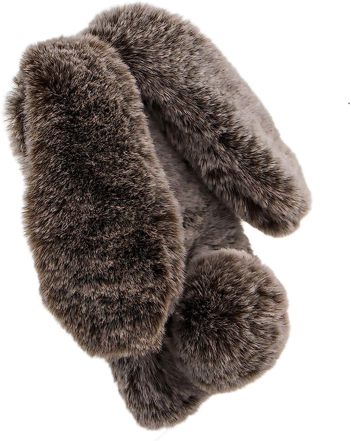 LCHDA Rabbit Case for Oneplus Nord N200 5G, Cute 3D Bunny Ears Soft Furry Hairball Fuzzy Warm Winter Faux Fur Plush Fluffy Flexible TPU Bumper Women Girls Protective Skin Cover - Brown  LCHDA   