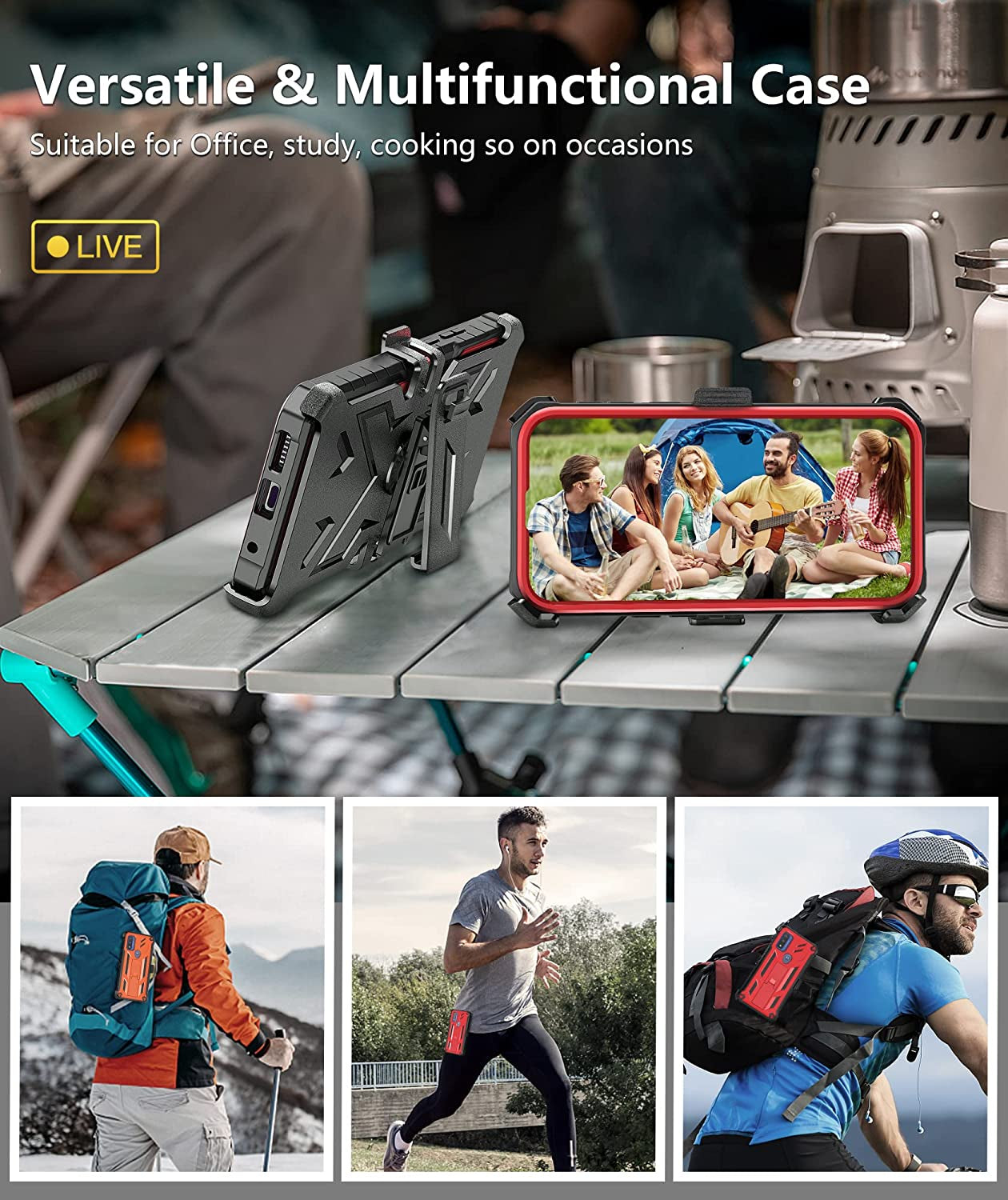 WTYOO for Motorola Moto G Pure Phone Case, Moto G Power 2022/ G Play 2023 Case: with Belt-Clip Holster & Built-In Screen Protector & Kickstand, Full-Body Dual Layer Rugged Protective Phone Cover-Red  Motorola Moto G-Pure-RD   