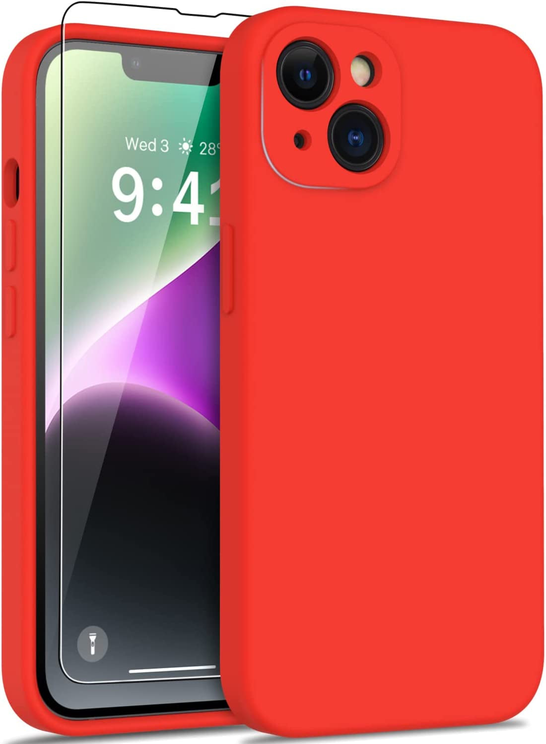 DEENAKIN Iphone 14 Case with Screen Protector,Enhanced Camera Cover,Passing 16Ft Drop Tested Soft Silicone Gel Rubber,Slim Fit Protective Phone Case for Iphone 14 6.1" Hot Pink  DEENAKIN Red  