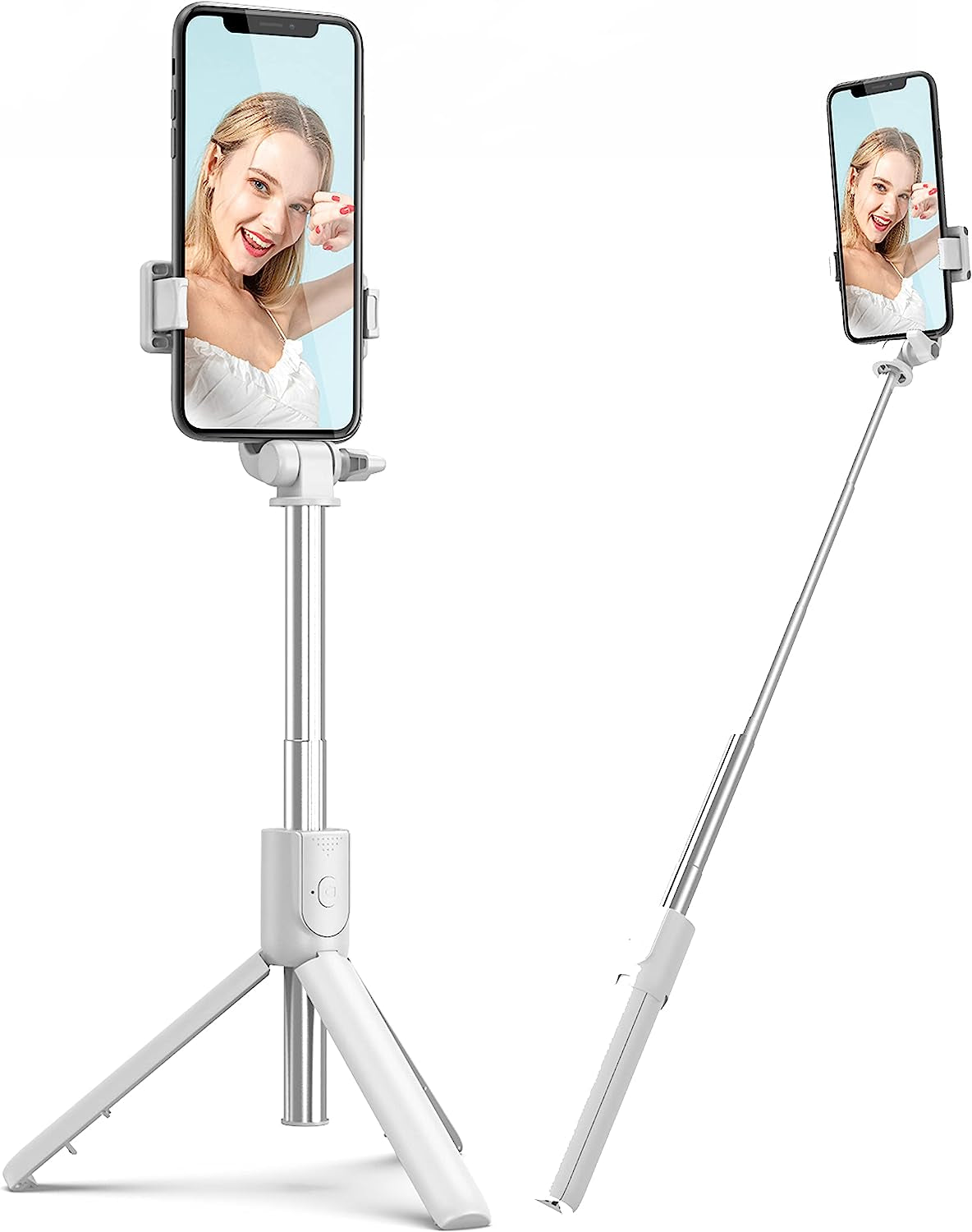 [2021 Upgraded] MQOUNY Selfie Stick, Handheld Tripod with Detachable Wireless Remote and Tripod Stand Compatible with Iphone 12 11 Pro Xs Max Xr X 8 7 6 Plus, Android Samsung Smartphone  MQOUNY Dongguan Manxin Electronic Technology Co. , Ltd. White2  