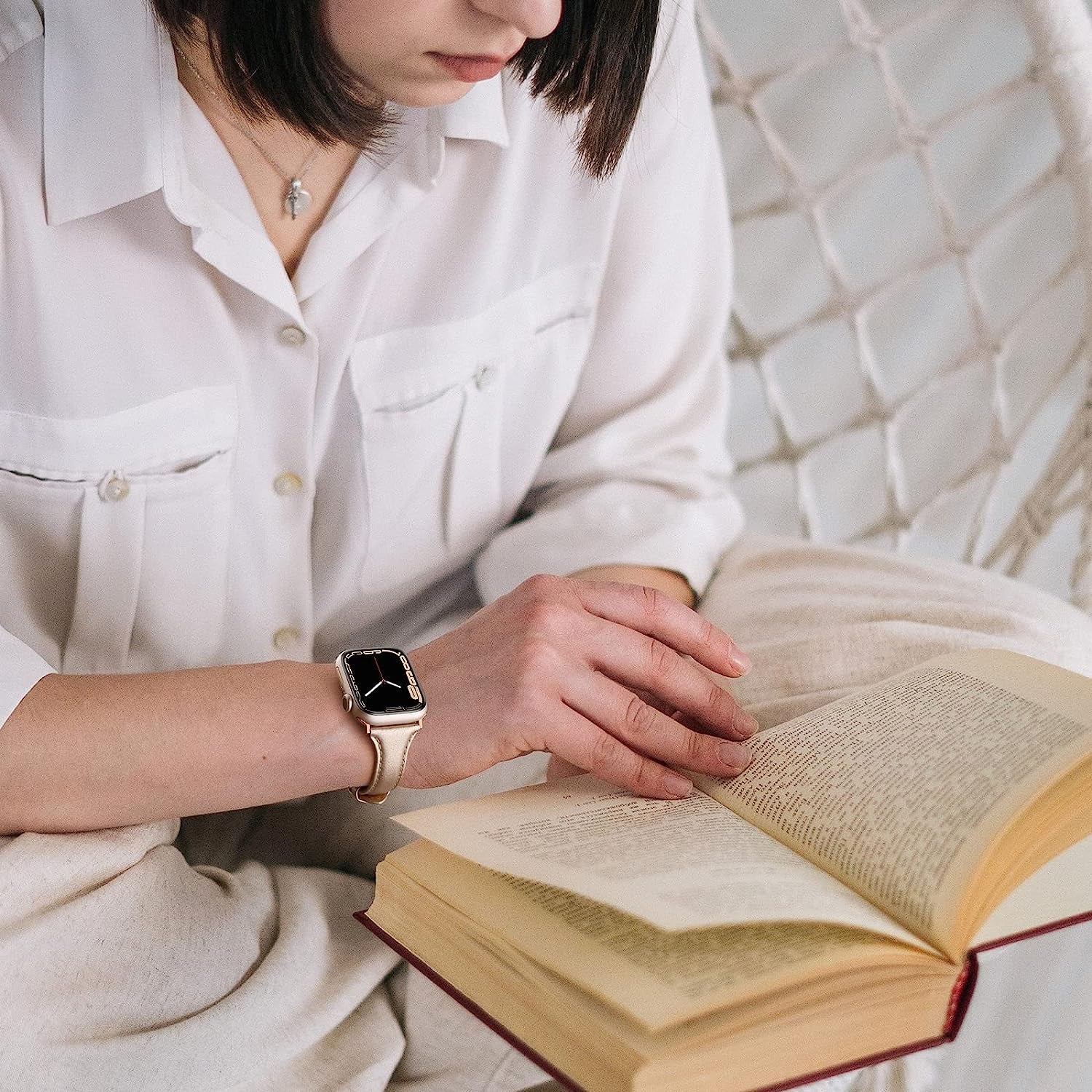 Eyamumo Leather Band Compatible for Apple Watch Band 38Mm 40Mm 41Mm, Slim Thin Elegant Genuine Leather Strap Compatible for Iwatch Series 8, 7, 6, 5, 4, 3, 2, 1, SE, Sport & Edition for Women  Eyamumo   