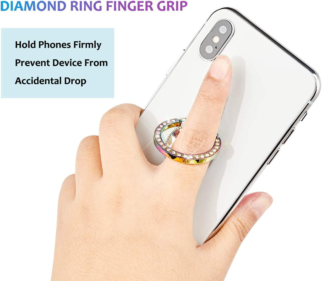 Lenoup Iridescent Glitter Bling Bling Phone Ring Holder,Sparkle Phone Ring Artificial Diamond Stand,Rhinestone Cell Phone Finger Ring(Rainbow)  lenoup   