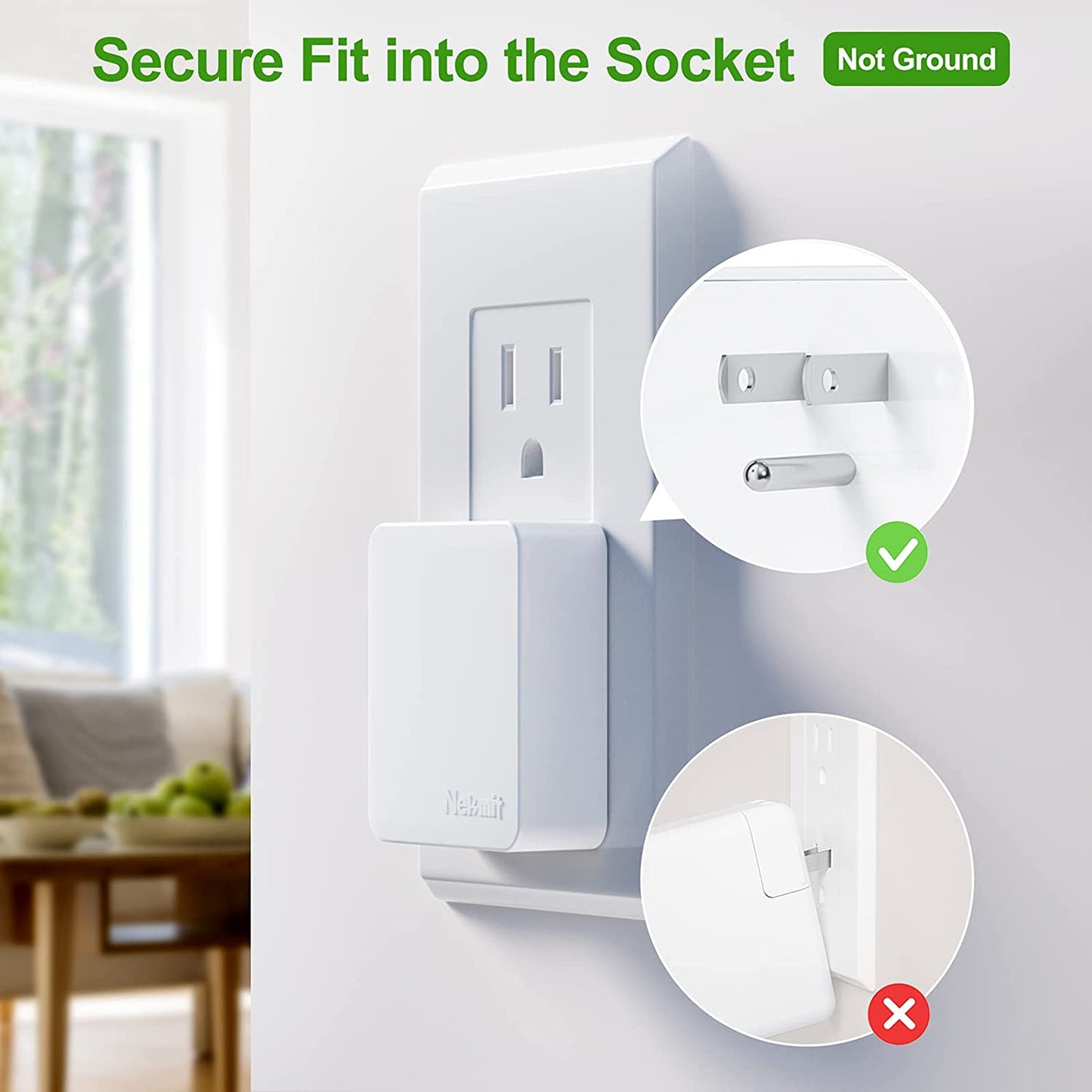 Nekmit Dual Port Ultra Thin Flat USB Wall Charger with Smart IC, White  Nekmit Compact   