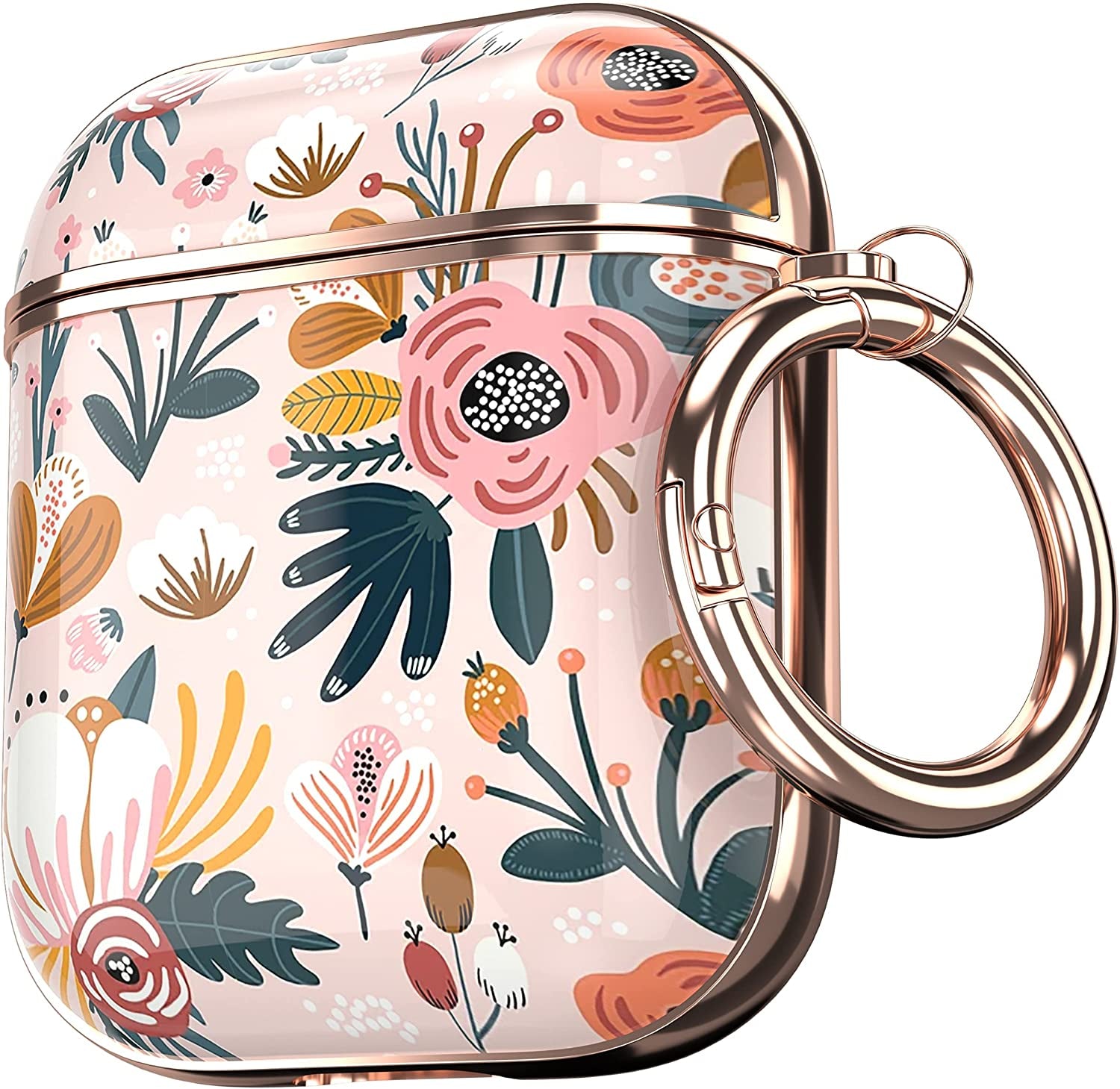 Maxjoy for Airpods Case Cover, Flower Airpod Case Hard Protective Shockproof Cute Air Pod 2 Case for Women Men with Keychain Clip for Airpod 2Nd 1St Generation Charging Case 2&1, Floral  Maxjoy   