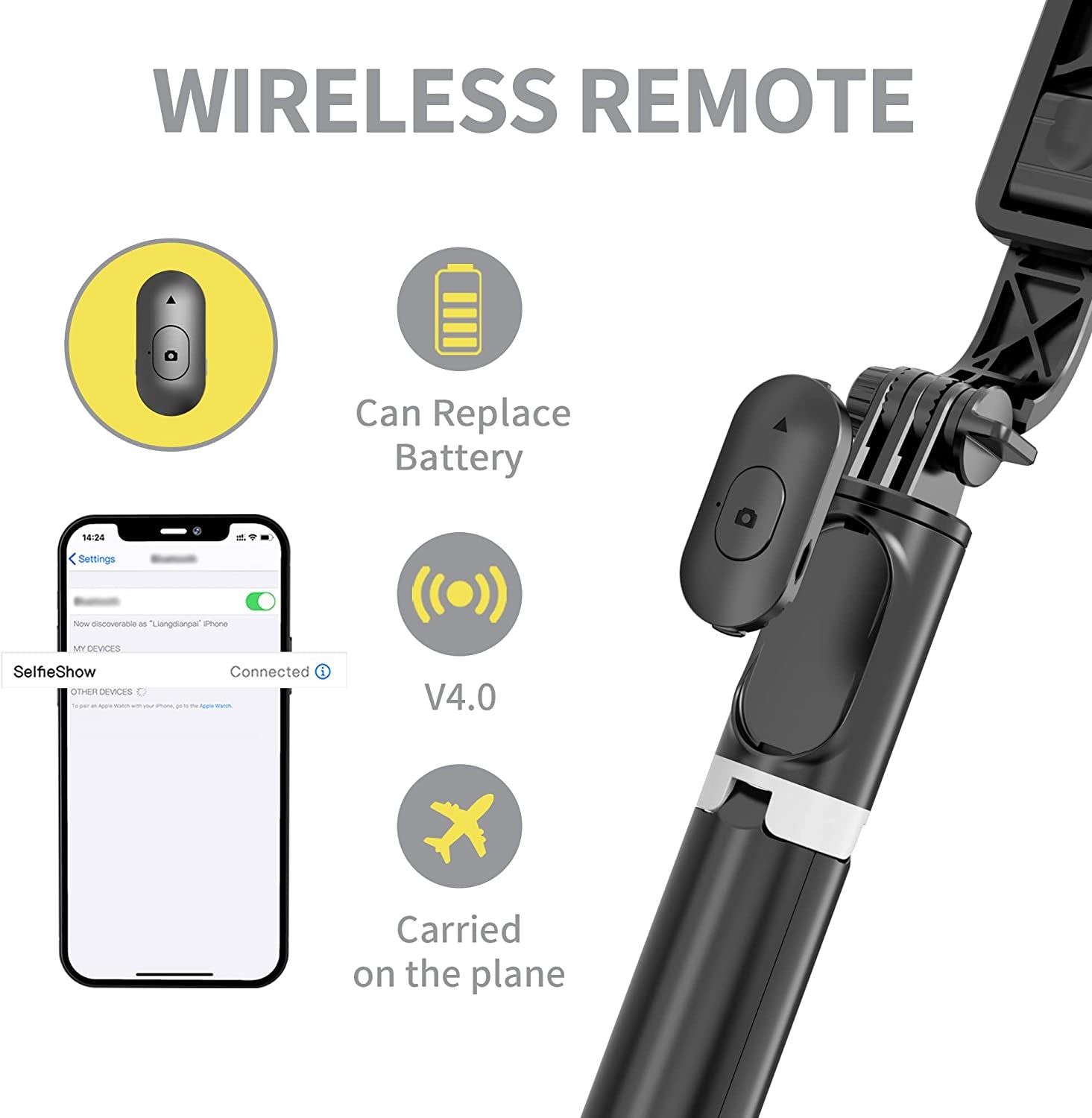 Selfie Stick Tripod, All in One Extendable & Portable Iphone Tripod Selfie Stick with Wireless Remote Compatible with Iphone 14 13 12 11 Pro Xs Max Xr X 8 7, Galaxy Note10/S20/S10/Oneplus 9/9 PRO Etc  LDP   