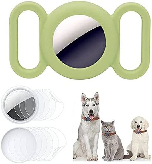 Maidea Airtag Case , Airtag Dog Holder with Screen Protector Cat Collar Airtag Pet Collar Soft Silione Protective Case Cover Air Tags Holder for Apple Airtags (Light Green)  Maidea   