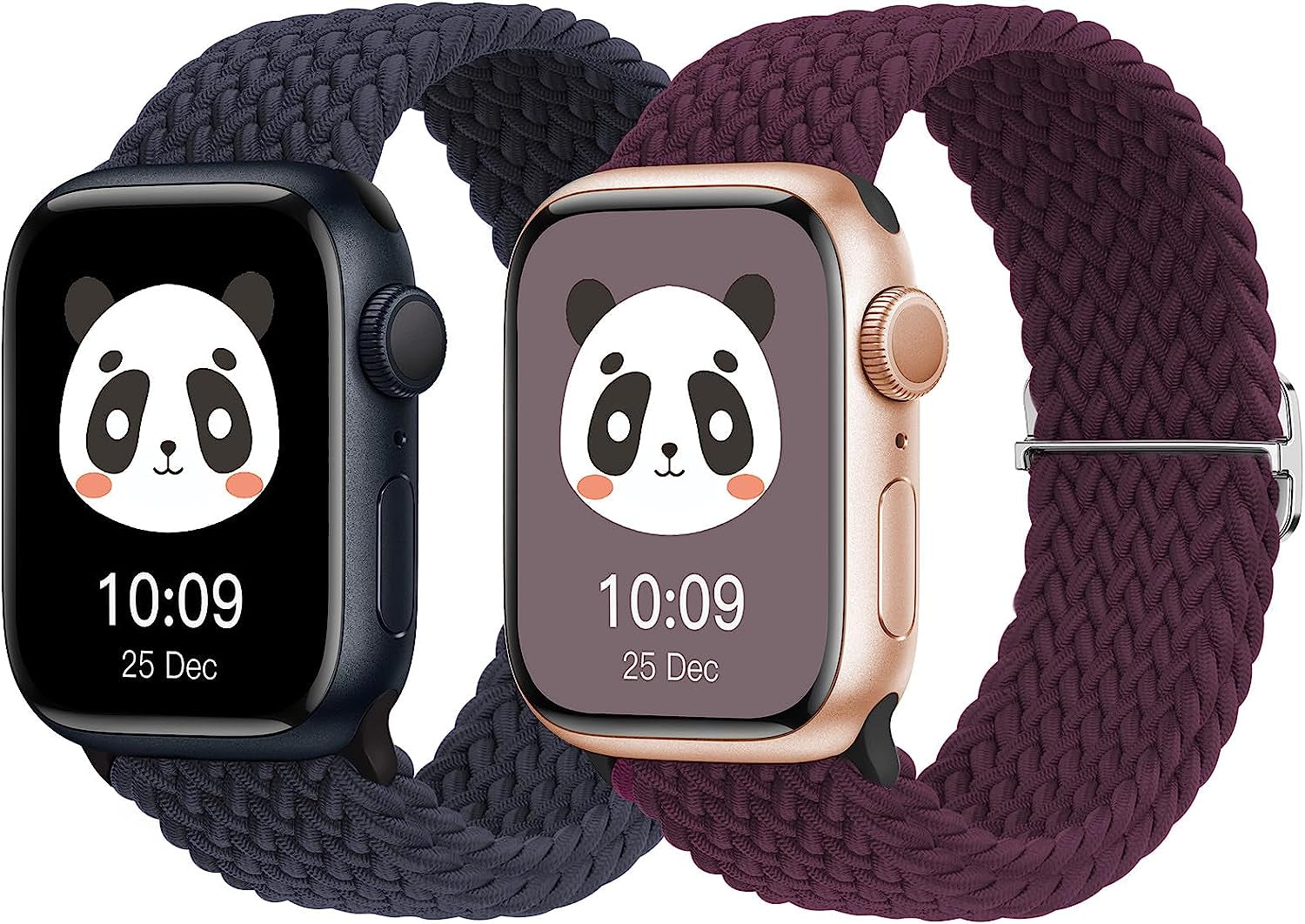 𝟐 𝐏𝐚𝐜𝐤 Stretchy Braided Compatible with Apple Watch Band 44Mm 45Mm 38Mm 40Mm 41Mm 42Mm 49Mm for Women Men, Adjustable and Comfortable Sport Wristbands for Iwatch Series 8 7 6 5 4 3 2 1 SE Ultra  KingofKings Charcoal/Burgundy 38mm/40mm/41mm 