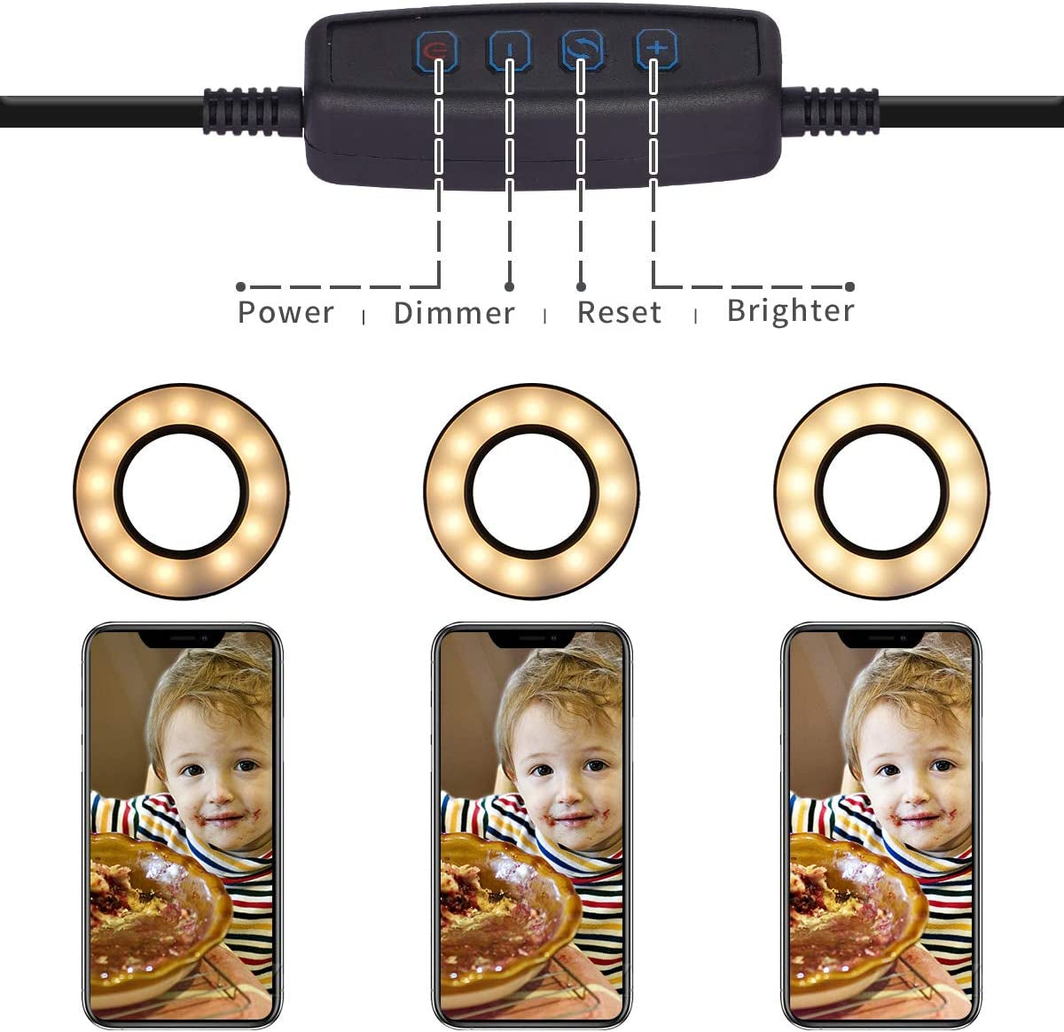 Tranesca Selfie Ring Light with Cell Phone Holder Stand for Live Stream/Makeup, LED Camera Lighting [3-Light Mode] with Flexible Arms Compatible with Cell Phones and Camera (Black)  Tranesca   