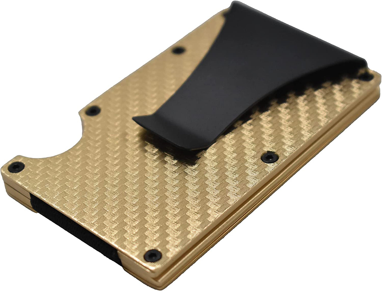 Aluminum Minimalist Slim Carbon Fiber Wallet with RFID Blocking (Gold)  Infinite Evolution   