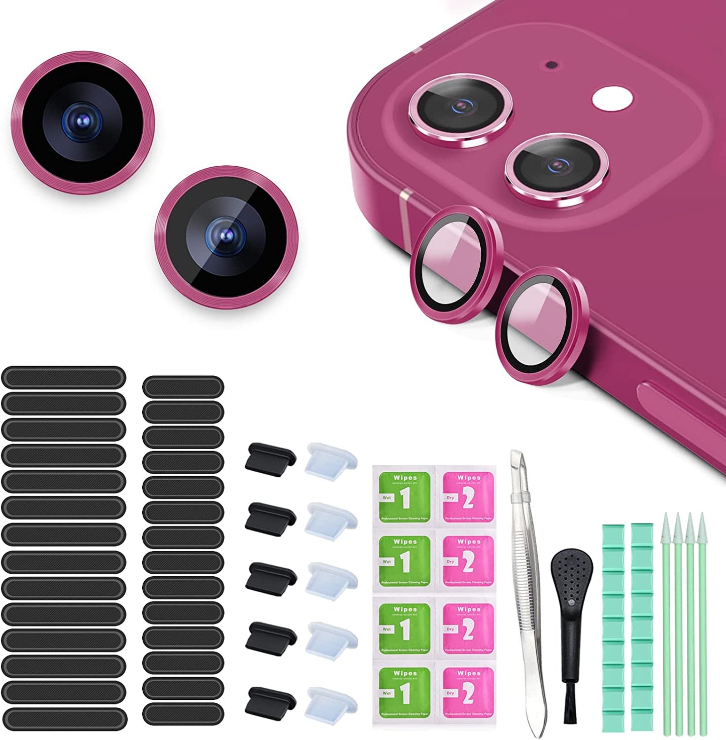 16 PCS Iphone Metal Speaker Dust Cover (8PCS Black and 8PCS Silver) 2PCS Iphone Metal Dust Plug 10PCS Silicone Dust Plugs,With Cleaning Tools Compatible Iphone 12/13 /14 Pro/Pro Max/Iphone Series  Pohgelan Purple iphone 11/12/12mini 