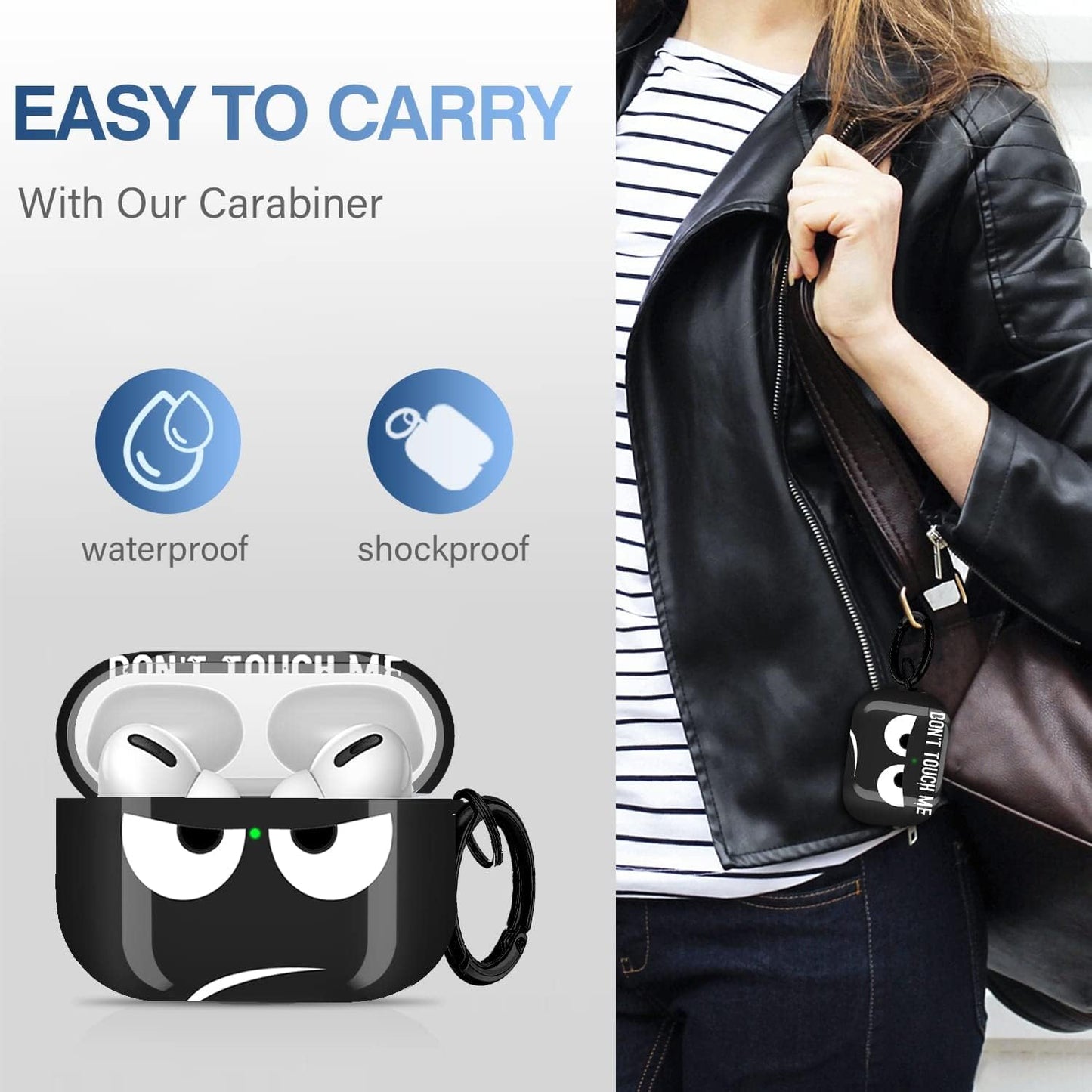 Youtec Airpods Pro Case , Don'T Touch Me Airpods Pro Cover with Keychain Soft Cute Shockproof Cover for Women Men Compatible with Airpods Pro 2019 Charging Case -Black  Youtec   