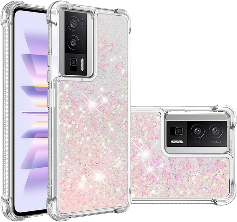 LEMAXELERS Case for Xiaomi Poco F5 5G, Bling Glitter Liquid Clear Case Floating Quicksand Shockproof Protective Sparkle Silicone Soft TPU Case for Xiaomi Poco F5 5G. YBL Love Rose  LEMAXELERS Star-10 Xiaomi Poco F5 Pro 5G 