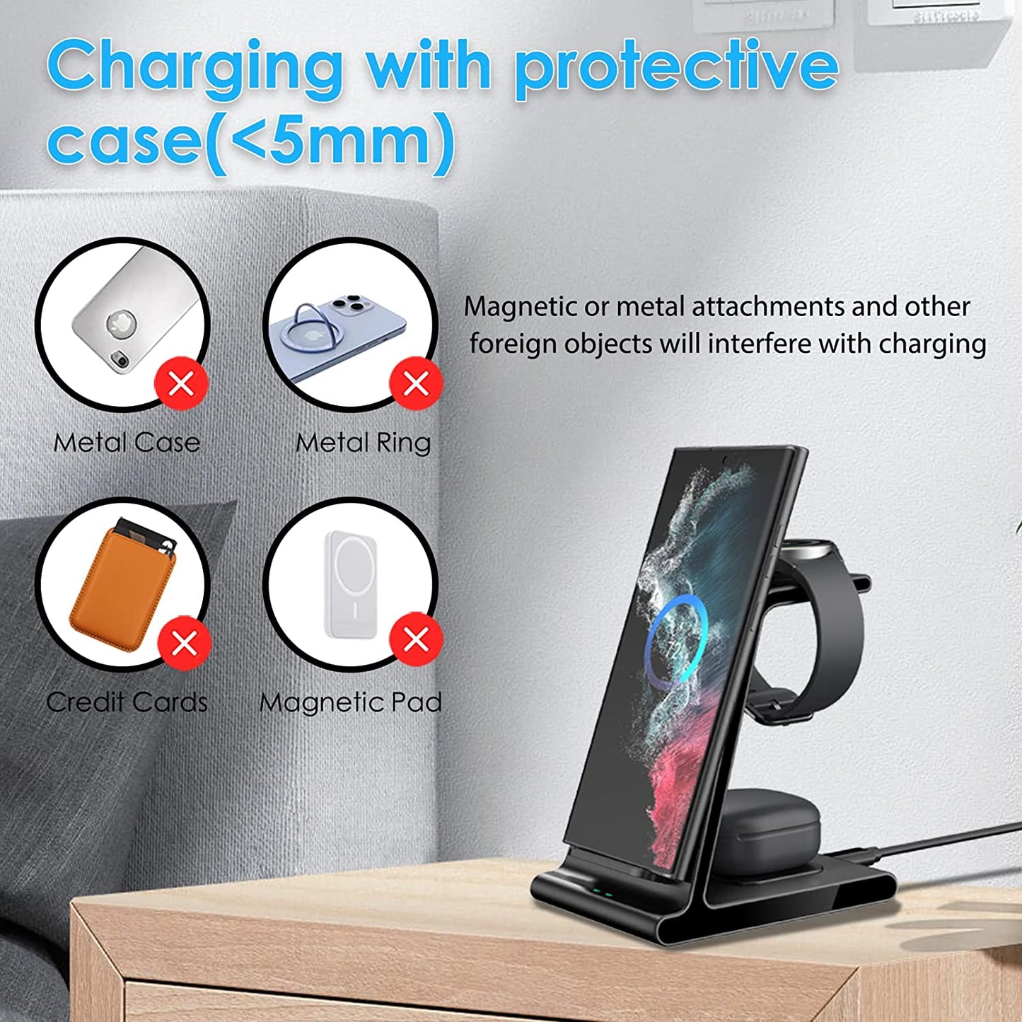 Wireless Charger for Samsung, Charging Station 3 in 1 Compatible with Samsung Galaxy S23 Ultra/S23+/S23/S22 Ultra/S22+/S22/Note 20/Z Fold 4/Z Flip 4, for Galaxy Watch 5 Pro/5/4, Galaxy Buds 2 Pro/Pro  Shenzhen Xuanfeng Innovations Technology Co., Ltd.   