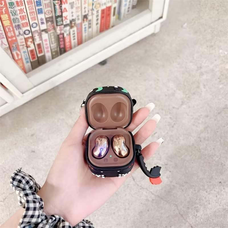 Case for Samsung Galaxy Buds2 Pro & Buds Live(2020)/Buds Pro(2021)/Buds 2 (2022) Charging Box,Cute Cartoons Kawaii Anime Fashion Animal Desig Protective Cover with Keychain (Black)  Angelcityus   