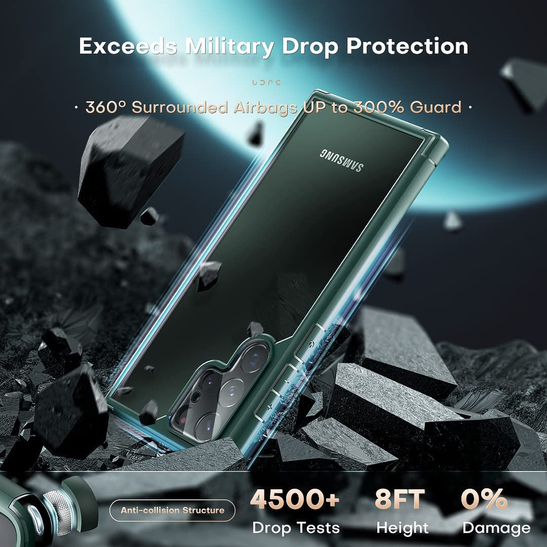 TOCOL for Samsung Galaxy S22 Ultra Case, Translucent Matte Hard Back [Military Grade Shockproof] [Anti-Scratch & Anti-Fingerprint] Slim Fit Protective Cover for Galaxy S22 Ultra Case 6.8'', Green  TOCOL   