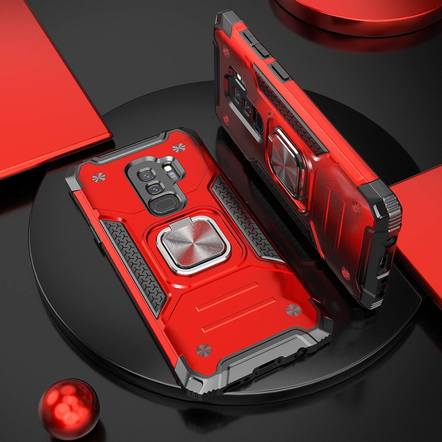 Idystar Galaxy S9 plus Case, Hybrid Drop Test Cover with Car Mount Kickstand Slim Fit Shockproof Protective Phone Case for Samsung Galaxy S9 Plus, Red  IDYStar   