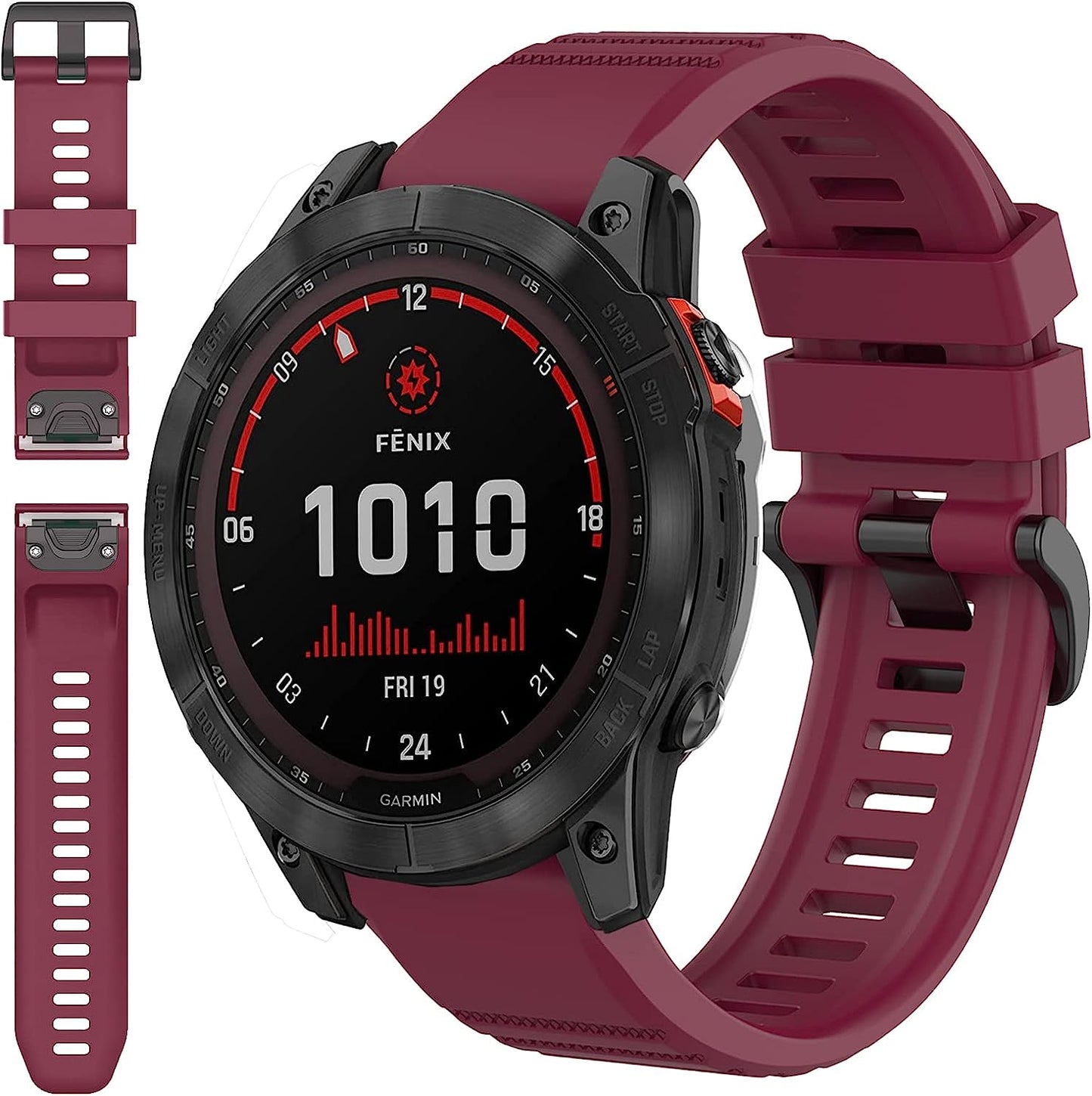 Miimall Compatible for Garmin Fenix 7X Silicone Band, Soft Sport Watch Wristband Women Man Flexible Replacement Band Strap for Garmin Fenix 26Mm 7X/7X Solar/7X Sapphire Solar/6X/5X(Black)  Miimall Wine Red  